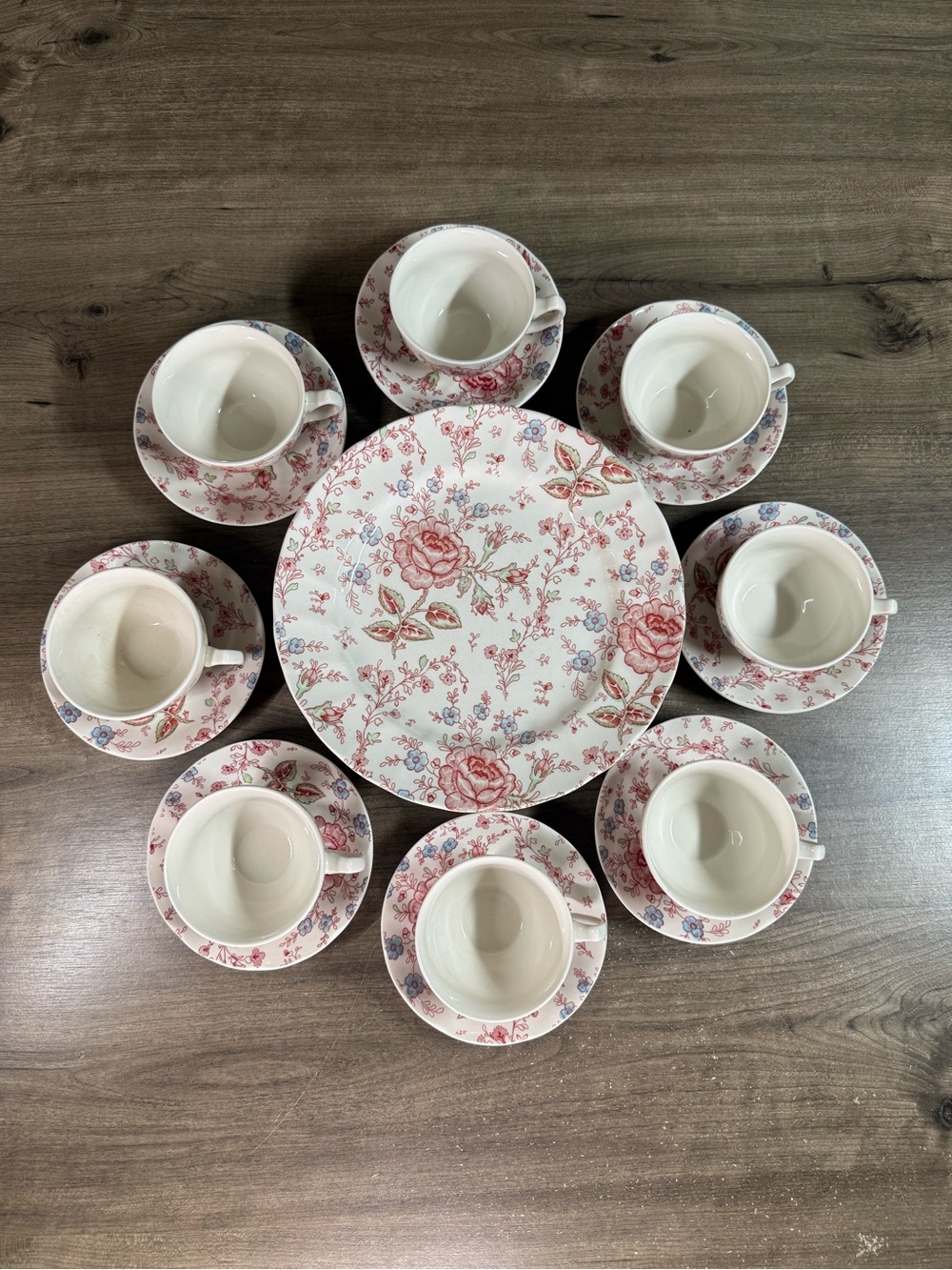 Johnson Brothers Rose Chintz Dish Set (6 Dinner Plates/8 Coffee Cups & Saucers)